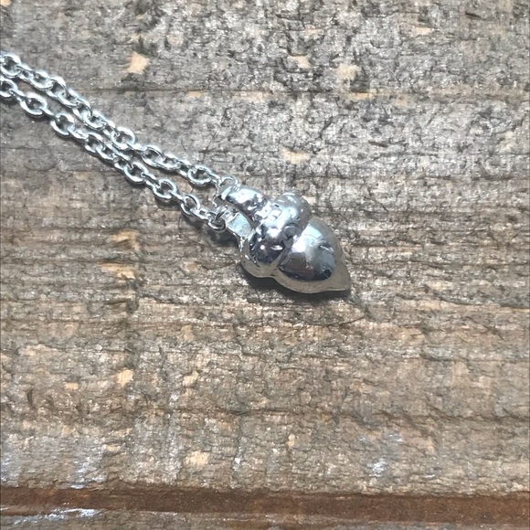 Dainty Silver tone Acorn Necklace - Picture 3 of 7